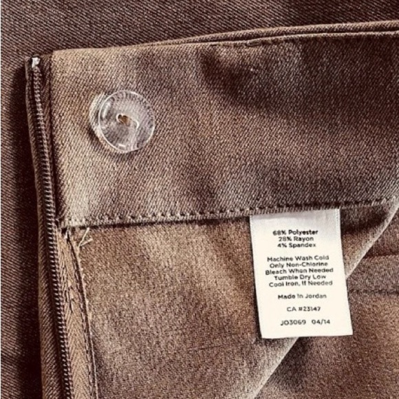 Talbots Petite Heritage Womens 16P  Dress Pants Side Zipper Flat Front Dark Tan - Picture 8 of 9